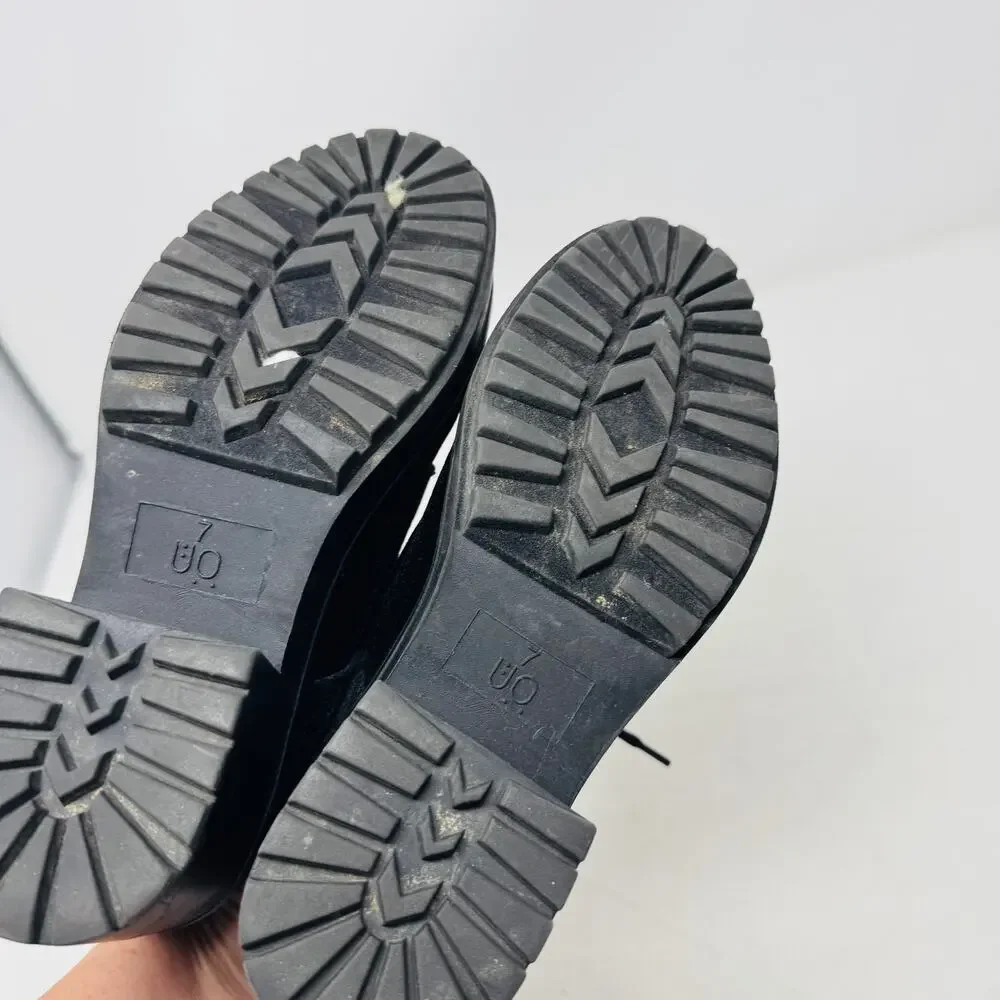 Urban Outfitters Black Velvet Lace-Up Chunky Platform Heels 90s Y2K Style Size 7